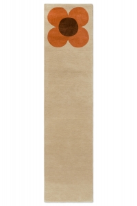 Vlněný koberec běhoun Orla Kiely Flower Placement Pumpkin/Ecru – květinový vzor